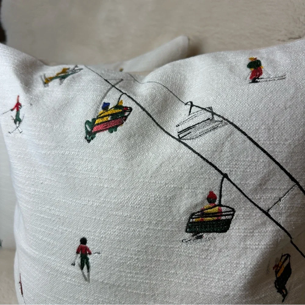 Set of Embroidered Skier 18” Pillow Covers - Picture 5 of 11